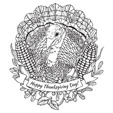 Thanksgiving Day Coloring Page With Turkey Vegetables Corn And Fruitsfrom The Gallery Thanksgiving Coloring Pages Turkey Coloring Pages Bird Coloring Pages