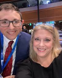 Photos from the Joint ICAO ACI IATA Conference in Montreal, Canada where we  were able to learn more about accessibility in civil aviation! Image  Descriptions: Two pictures: Each picture is a smiling