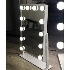 Large lighted vanity makeup mirror. Buy Republic Of Mirrors Hollywood Lighted Vanity Makeup Mirror With Led Lights For Makeup Dressing Table Professional Large Illuminated Cosmetic Mirror With 12 Dimmable Bulbs Online In Indonesia B07szq27xf