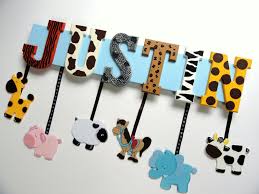 Zoo Animal Name Sign 7 Letters Custom Hand Painted Wood Letters On A Personalized Wall Hanging For Nur Painted Wood Letters Wood Letters Wood Letter Crafts