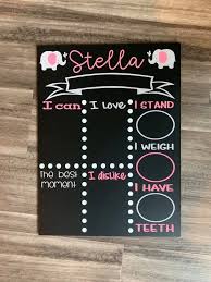 baby elephant milestone chalkboard printed baby stat board etsy in 2020 baby milestones baby prints chalkboard print