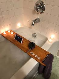 After Very Much Interest And Popular Demand My Hubby And I Started Making These Custom Bathtub Caddies Comes In Your Choice Diy Bathtub Bath Caddy Tub Tray