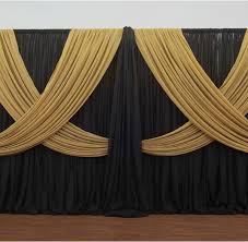 Black And Gold Backdrop Curtains Premium Criss Cross Curtain 2 Panel Backdrop Height 6 10ft Curtain Backdrops Backdrop Design Backdrops For Parties