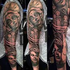 Day of the dead celebrated due to religious faiths so it would be even better to add a religious symbol to your day of the dead tattoo such as a cross tattoo or name initials of jesus christ. Sleeve Tattoo Ideas Day Of The Dead Novocom Top