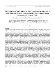 Investigating the effect of adding Pumice and combining it with diatomite  powder on compressive strength and water absorption of cement paste -  Tarbiat Modares University Journals System - Modares Civil Engineering  journal