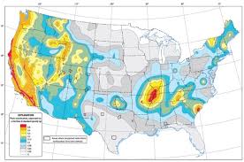 map of earthquake probabilities across the united states