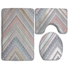 We have bathroom rugs and bath mats in all different shapes, sizes, and colors to fit with any bathroom decor. Pudmad Rose Gold Chevron 3 Piece Bathroom Rugs Set Bath Rug Contour Mat And Toilet Lid Cover Walmart Com Walmart Com
