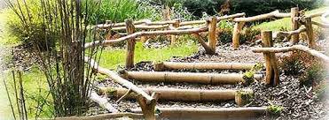 What is the price range for bamboo garden fencing? Wooden Outdoor Stairs And Landscaping Steps On Slope Natural Landscaping Ideas