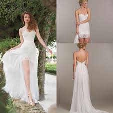 Unique Detachable Skirt Chiffon Beach A Line Wedding Dresses Lace Bridal Mini Dress Straples Casual Wedding Dress Ball Gowns Wedding Casual Wedding Dress Short