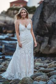 Try This Dress On At Baley S Bridal By Booking An Appointment Via Our Website Or By Calling 2 Allure Bridal Wedding Dress Necklines Wedding Dresses With Straps