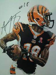 Aj Green Autographed My Watercolor Pencil Drawing If Him Football Drawing Drawings Pencil Drawings