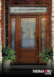 3 4 Lite 1 Panel Fiberglass Exterior Door With Decorative Glass By Therma Tru Fiberglass Exterior Doors Glass Front Entry Doors Front Entry Doors