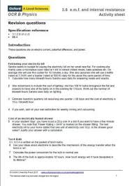Activity Sheet For Ocr Physics B A Level E M F Topic Physics Revision Physics Exam Revision