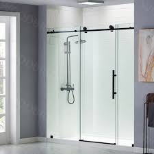 Door glass width may require alteration from standard clearance deductions when adjusting angles. á… Woodbridge Frameless Shower Doors 68 72 Width X 76 Height With 3 8 10mm Clear Tempered Glass In Matte Black Finish Woodbridge