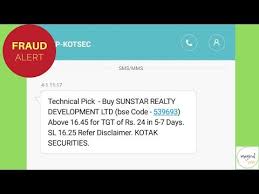 Suspicious Sms To Buy Sunstar Realty Development Ltd Bse