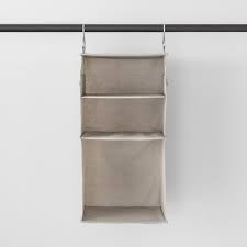The shelf hangs very nicely and looks neat. 3 Shelf Hanging Fabric Storage Organizer Light Gray Made By Design Target