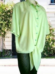 Blouse With A Tie At The Waist M 3xl Women S Light Green Shirt With Pockets Short Sleeve Top Made Of Natur Light Green Blouse Short Sleeves Tops Green Shirt