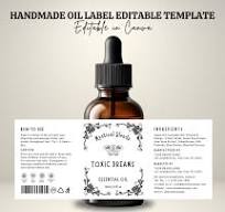 Minimal Dropper Bottle Label Template | Tincture, Essential Oil, and Hair Oil Labels | 1oz, 2oz, 4oz Cosmetic Label Design | Editable Canva