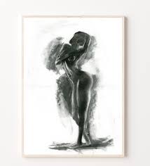 Female Drawing, Original Charcoal Abstract Naked Woman Art, Nude Figure  Study Monochrome Figurative Beauty Salon Decor, Gesture Painting - Etsy