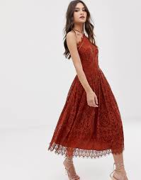Pin By Candace Austin On Armoire Reves Orange Lace Dress Burnt Orange Lace Dress Rust Dress