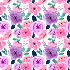 Lovely Pink Purple Watercolor Floral Seamless Pattern In 2020 Floral Watercolor Pink Flowers Wallpaper Flower Background Wallpaper