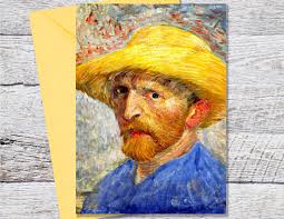 Self Portrait by Van Gogh, Printable Greeting Card of Famous Painting of  Van Gogh in Straw Hat, Vintage Van Gogh Art Print Fits 5"x7" Frame
