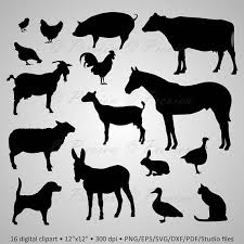Buy 2 Get 1 Free Digital Clipart Farm Animals Silhouettes Dog Etsy In 2021 Animal Silhouette Animals Pet Pigs