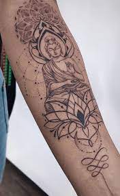 See more ideas about buddha tattoos, tattoos, buddhist tattoo. Tatuagem Budista Feminina Delicada Coveruptattoo Buddha Tattoo Sleeve Sleeve Tattoos For Women Buddhist Tattoo