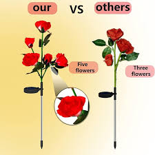 Solar Garden Lights Flowers Roses Lights Outdoor Garden Decorative 20 Roses  Pathway Lights