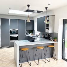 For a room that will feel lighter than air, choose the fresh tones of dust grey and shadow matt with bright white quartz capri worktops. Wren Kitchens Wrenkitchens Posted On Instagram This Stylish Milano Kitchen Is Open Plan Kitchen Dining Living Kitchen Room Design Modern Kitchen Interiors