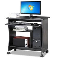 Shop for computer desk keyboard drawer online at target. Tinkertonk Black Wood Small Computer Desk Portable Trolley Table 4 Wheels Sliding Keyboard Tray Shelf Home Office Furniture Buy Online In Georgia At Desertcart 53785229
