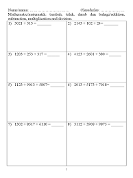 Latihan Tambah Tolak Darab Dan Bahagi Cuti Rmo 2020 Pdf Pdf Number Theory Numbers