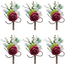 From this summer wedding in spain captured by ed peers with florals by bouquet. Amazon Com Faylapa 6 Pack Groom Boutonniere Best Man Rose Wedding Flowers With Pin Brooch Bouquet Corsage Classic Artificial Flowers For Wedding Prom Party Red Kitchen Dining