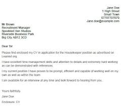 Housekeeper Cover Letter Example Lettercv Com