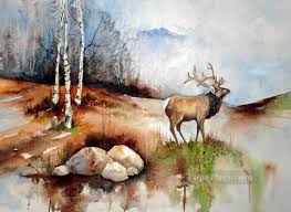 Animal Watercolor Paintings Elk Elk Watercolor Painting In Oil For Sale Watercolor Animals Watercolor Paintings Watercolor Landscape