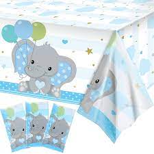 Buy Baby Shower Table Cover Decorations Elephant Tablecloth Table Cover Plastic Rectangle Table Decors For Baby Boy Girl Gender Reveal Party Supplies 54 X 108 Inches Blue 3 Pieces Online In Vietnam B097r9yyzg