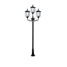 Dabmar 16w Victoria Three Light Led Post Light W Tempered Glass Lens Black Dabmar Gm3003 Led16 B Homelectrical Com