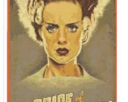 Bride of Frankenstein Movie Poster Pdf Crossstitch Tutorial Universal  Monsters Classic Creepy Modern Crossstitch X Stitch INSTANT DOWNLOAD