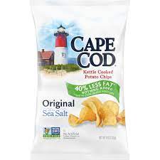 40% less fat than the leading brand of potato chips and nothing added! Less Fat Original Cape Cod Chips