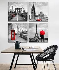 Paris Black And White Canvas Prints Amazon Com Framed Canvas Wall Art Home Decor For Living Room Black And White Red City Buildi Paris Living Room Decor Framed Canvas Wall Art Paris Living Rooms