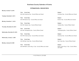 Calendar Of Events