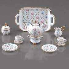 Reutter Porcelain Dollhouse Classic Rose Tea Set Miniature Tea Set Tea Set Reutter Porcelain