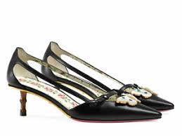 details about gucci womens low heels pumps in black leather with butterfly size uk 2 it 35