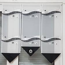Scheibengardine 3tlg Schwarz Weiss Grau Mit Osen Ebay Gardinen Scheibengardine Weiss
