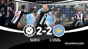 Newcastle (11/1) vs manchester city (2/7) we are backing under 2.5 goals scored at odds of 13/10. Newcastle Utd 2 2 Man City Winners Losers As Jonjo Shelvey Nabs Draw