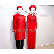 Các hoa văn trên áo được xử lý đa dạng gồm thêu chỉ, thêu hoa ruy băng, kết hoa. Cáº·p Ao Dai CÆ°á»›i Shopee Viá»‡t Nam