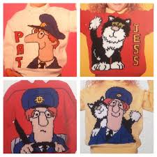 postman pat knitting pattern sweaters for children and adults dk or 4 ply intasia charts vintage character knitting