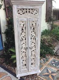 Bali Balinese Carved Wardrobe Balinese Furniture White Wash Shabby Chic Furniture Balinese Decor Bali Furniture