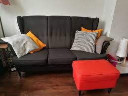 Strandmon wing chair, djuparp dark green. Ikea Strandmon Three Seater Sofa In Dark Grey Foot Stool Optional For Sale In Drumcondra Dublin From Linnead