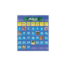 Monthly Calendar Pocket Chart 25 1 2 X 10 X 0 13 Blue